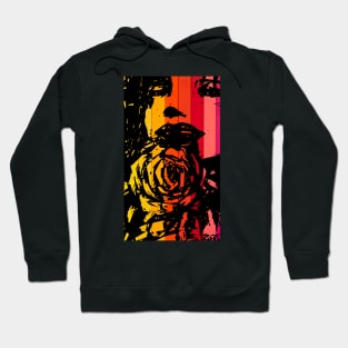 woman with rose in  retro warm color bars Hoodie